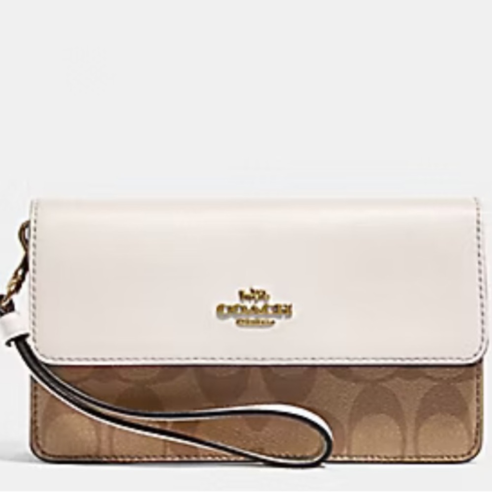 Coach Foldover wristlet in signiture canvas